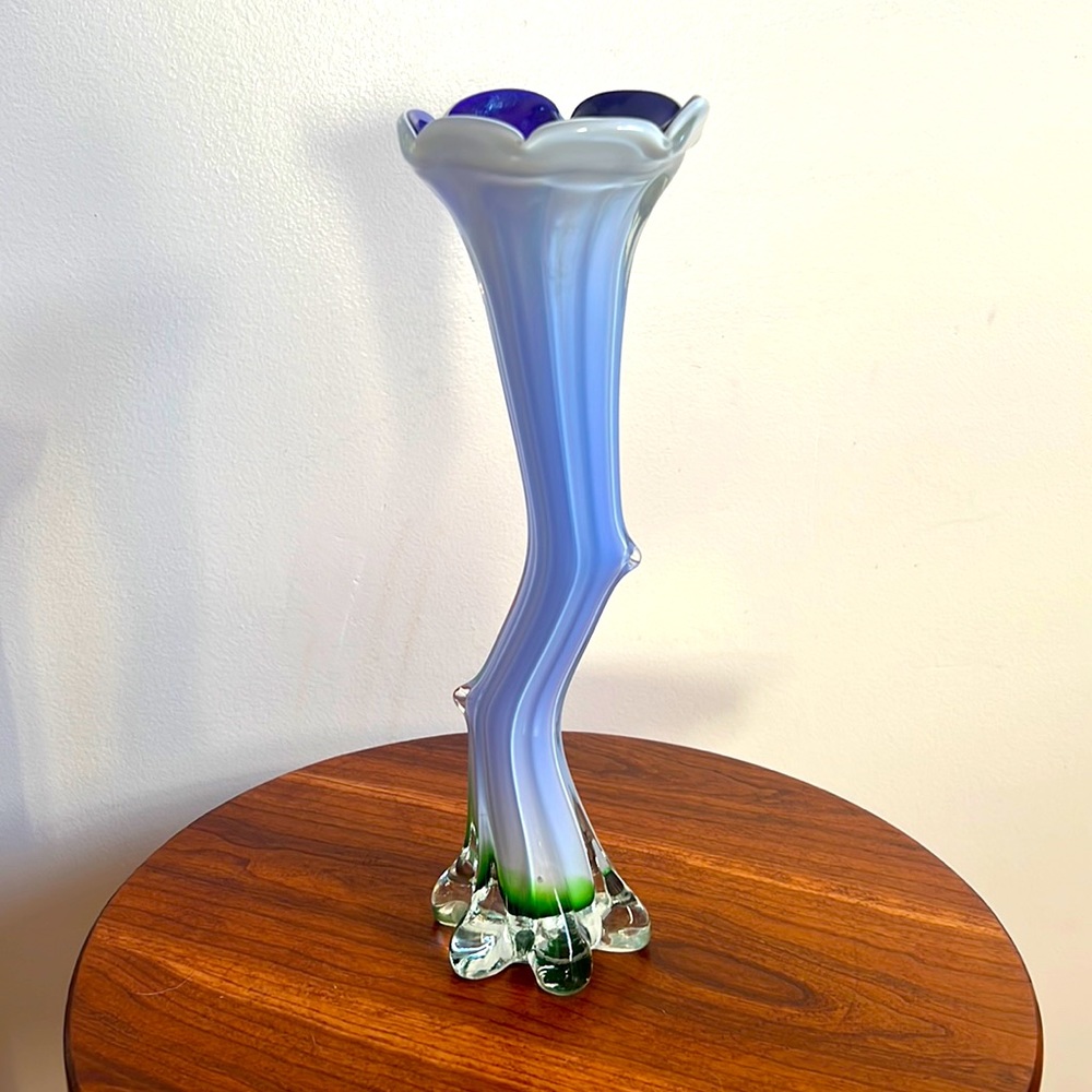Mid century Murano vintage White rose with thorns art sculpture vase